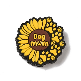 Sunflower With Paw Print Silicone Focal Beads, Silicone Teething Beads