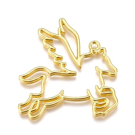 Alloy Open Back Bezel Big Pendants, For DIY UV Resin, Epoxy Resin, Pressed Flower Jewelry, Pegasus