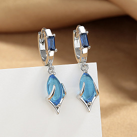 Латунные кубических серьги циркония обруч, овальные, платина