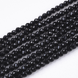 Electroplate Opaque Solid Color Glass Beads Strands, Faceted, Round