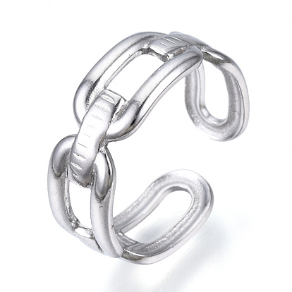 304 Ovaler offener Manschettenring aus Edelstahl, hohler Ring für Frauen