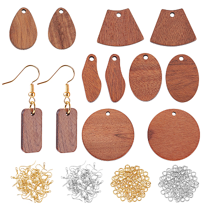 Walnut Wood Pendants, Mixed Shapes