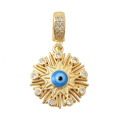 Латунные микропаве прозрачные подвески с фианитом, Подвески в виде звезды с синим оберегом от сглаза, украшенные эмалью., без кадмия и без свинца, долговечный, стойки покрытие