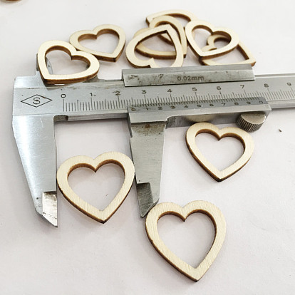 Tranches de disques en forme de coeur en bois non fini, morceaux de bois pour l'artisanat d'embellissement de bricolage