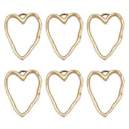 6Pcs Ion Plating(IP) 316 Surgical Stainless Steel Open Back Bezel Pendants, Heart