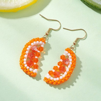 304 Оранжевые серьги-подвески из нержавеющей стали, со стеклянной подвеской-семечком