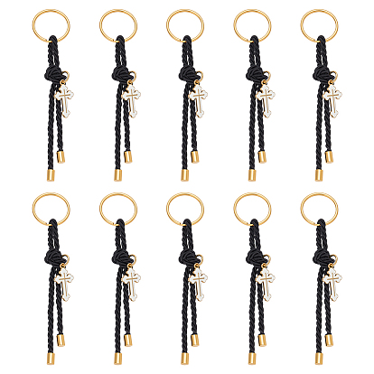 10шт. полиэстеровый витой шнур подвеска украшение, с железными брелками, золотые