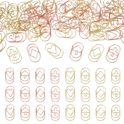 64 pièces 8 styles symboles de cartes à jouer trombones en acier au carbone, ovale