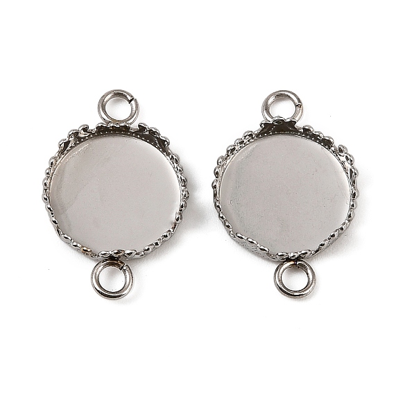 304 оправы для кабошонов из нержавеющей стали, плоско-круглые, чашки безеля с краем короны