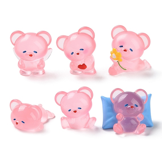 Милые украшения из светящейся смолы в виде медвежонка, светится в темноте, микроландшафтное оформление