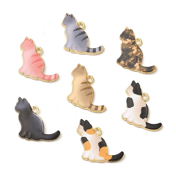 Подвески из эмали и сплава, кошачье очарование, золотые