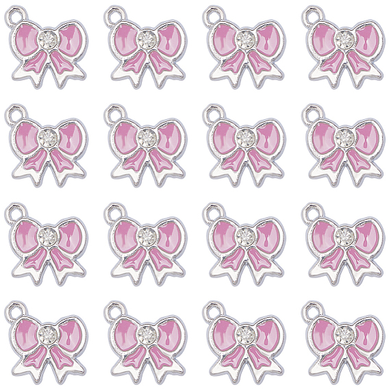 30 pendentifs en alliage émaillé, sans plomb et sans cadmium, bowknot, couleur platine