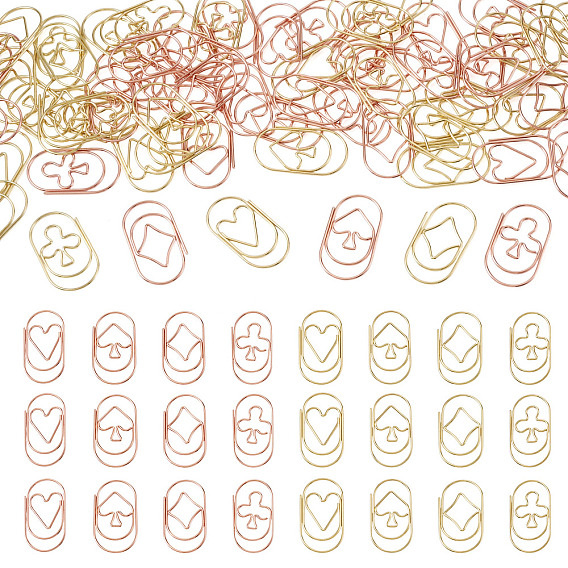 64 piezas 8 estilos símbolo de naipe clips de papel de acero al carbono, oval