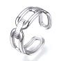 304 Stainless Steel Oval Open Cuff Ring, Hollow Ring for Women