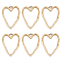 6Pcs Ion Plating(IP) 316 Surgical Stainless Steel Open Back Bezel Pendants, Heart