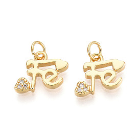 Латунные микро проложить кубического циркония прелести, без кадмия, без никеля и без свинца, буква фе, с целью перехода в кольце