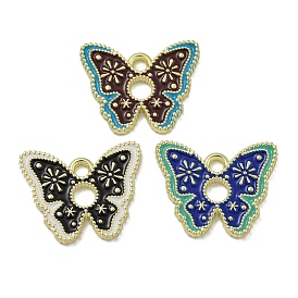 Rack Plating Alloy Enamel Pendants, Cadmium Free & Lead Free, Butterfly Charm, Golden