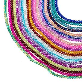 20 Colors Spray Painted Crackle Glass Beads Strands, Round