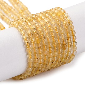 Natural Gold Rutilated Quartz Beads Strands, Round