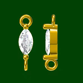 Maillons en zircone cubique en argent sterling 925 plaqué longue durée, connecteurs, réel 18 k plaqué or, oeil de cheval