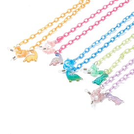 Acrylic Dinosaur Pendant with Curb Chain Eyeglasses Chains, Neck Strap for Eyeglasses
