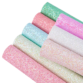 BENECREAT 8 Colors PU Leather Fabric, with Sequins Glitter Powder, for Garment Accessories