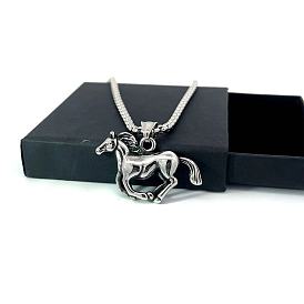 Ожерелья из нержавеющей стали с подвеской в виде бегущей лошади для мужчин