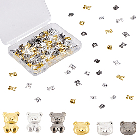 Alloy Cabochons, Nail Art Decoration Accessories for Women, Bear, Gunmetal & Golden & Silver Color Plated