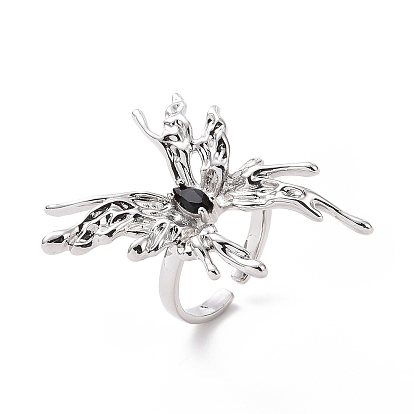 Открытое кольцо-манжета в виде бабочки из черного циркония, массивное кольцо из латуни для женщин