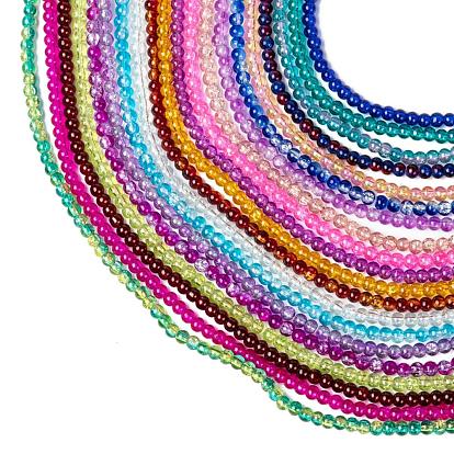 20 Colors Spray Painted Crackle Glass Beads Strands, Round