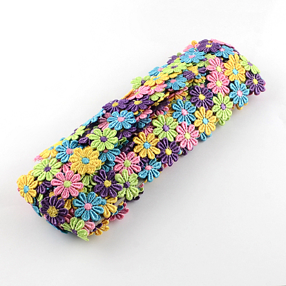 Flower Polyester Ribbon, for Gift Packing, 1 inch(26mm)x2mm, about 15yards/bundle(13.716m/bundle)