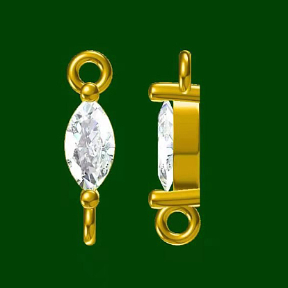 Maillons en zircone cubique en argent sterling 925 plaqué longue durée, connecteurs, réel 18 k plaqué or, oeil de cheval