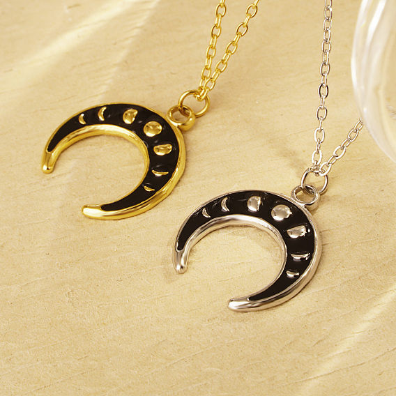 Стильные 304 подвески в виде двух рогов из нержавеющей стали с черной эмалью для ежедневного ношения у женщин