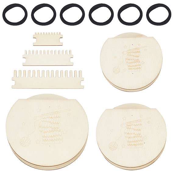 Поделки вязальные инструменты, включая наборы для штопки деревянных станков, резинка для волос из нейлоновой нити и эластичного волокна