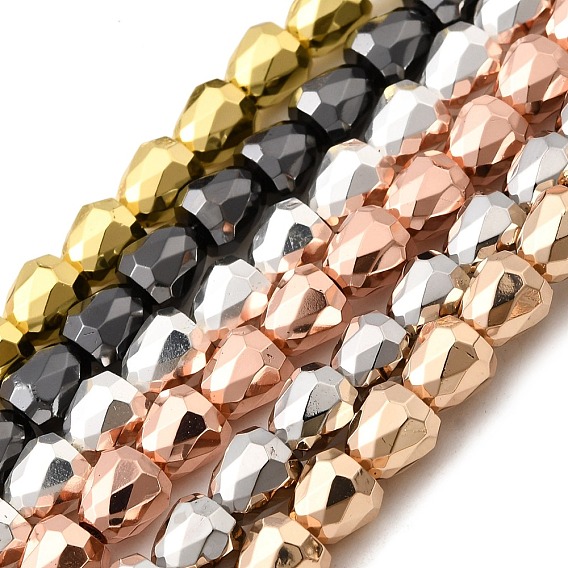 Стеклянные бусины с гальваническим покрытием , конус, граненые