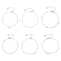 6Pcs 6 Styles 304 Stainless Steel Cable Chain Anklets, with Heart Link and Lobster Claw Clasps