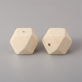 Natural Unfinished Wood Beads, Square Cut Round Beads