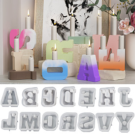 DIY Capital Letter Candle Holder Food Grade Silicone Molds, Resin Plaster Cement Casting Molds
