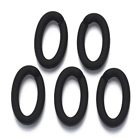 Opaque Spray Painted Acrylic Linking Rings, Quick Link Connectors, for Cable Chains Making, Frosted, Oval
