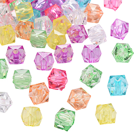 300 шт прозрачные акриловые бусины, кубические, граненые