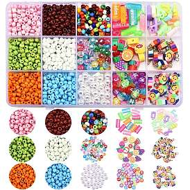 995Pcs Beads & Charm & Link Kit for DIY Jewelry Making, Including Acrylic Beads & Pendants, Polymer Clay Beads & Links & Charms, ABS Plastic & Glass Seed Beads