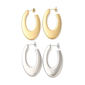 304 Stainless Steel Oval Stud Earrings, Half Hoop Earrings