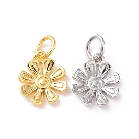 Brass Charms, with Jump Ring, Cadmium Free & Lead Free, Flower