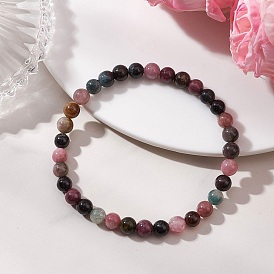 Круглые натуральные разноцветные браслеты из турмалина для женщин и мужчин.
