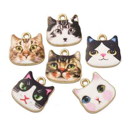 Подвески из эмали и сплава, без кадмия, без никеля и без свинца, золотые, очарование кошачьей головы