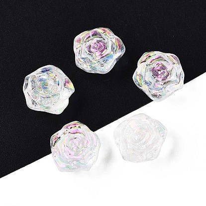 Гальванические стеклянные бусины, цветок, с покрытием AB цвета