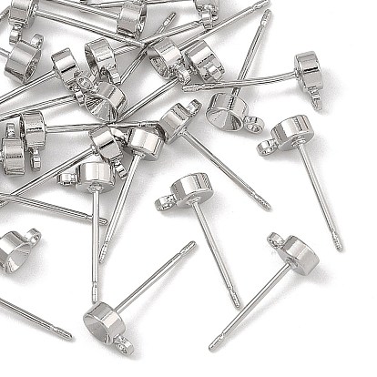 Apprêts de boucles d'oreilles à clous en laiton shegrace, ronde, supports strass, sans plomb et sans cadmium et sans nickel