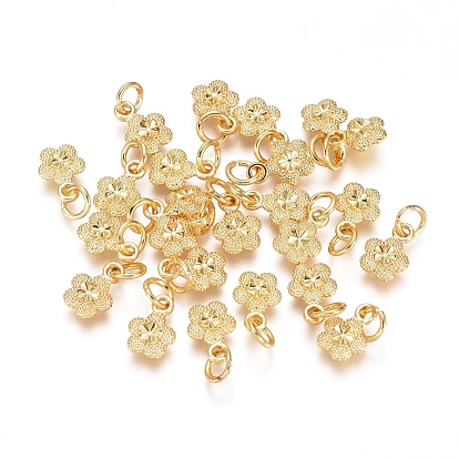 Electroplated Alloy Charms, Long-Lasting Plated, with Brass Jump Ring, Flower