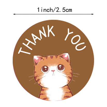 Thank You Stickers Roll, Adhesive Paper Tape, Round Stickers, for Card-Making, Scrapbooking, Diary, Planner, Envelope & Notebooks