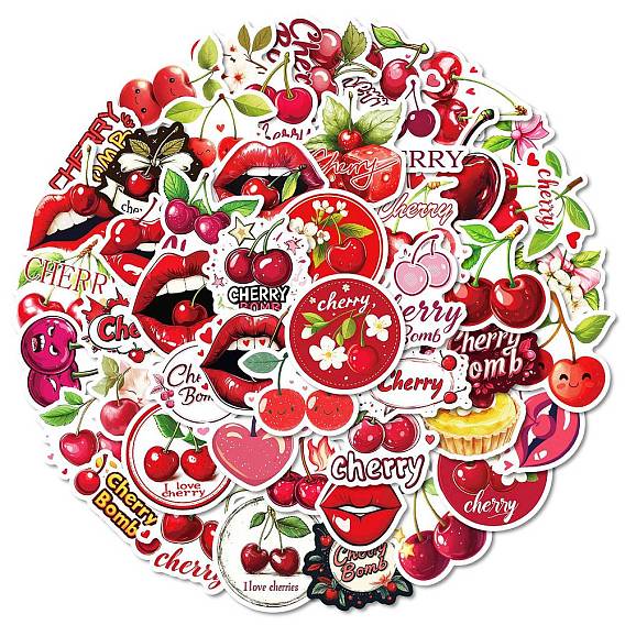 50шт. мультяшные наклейки из вишневой бумаги, самослипание, для чемодана, скейтборде, холодильник, шлем, оболочка мобильного телефона